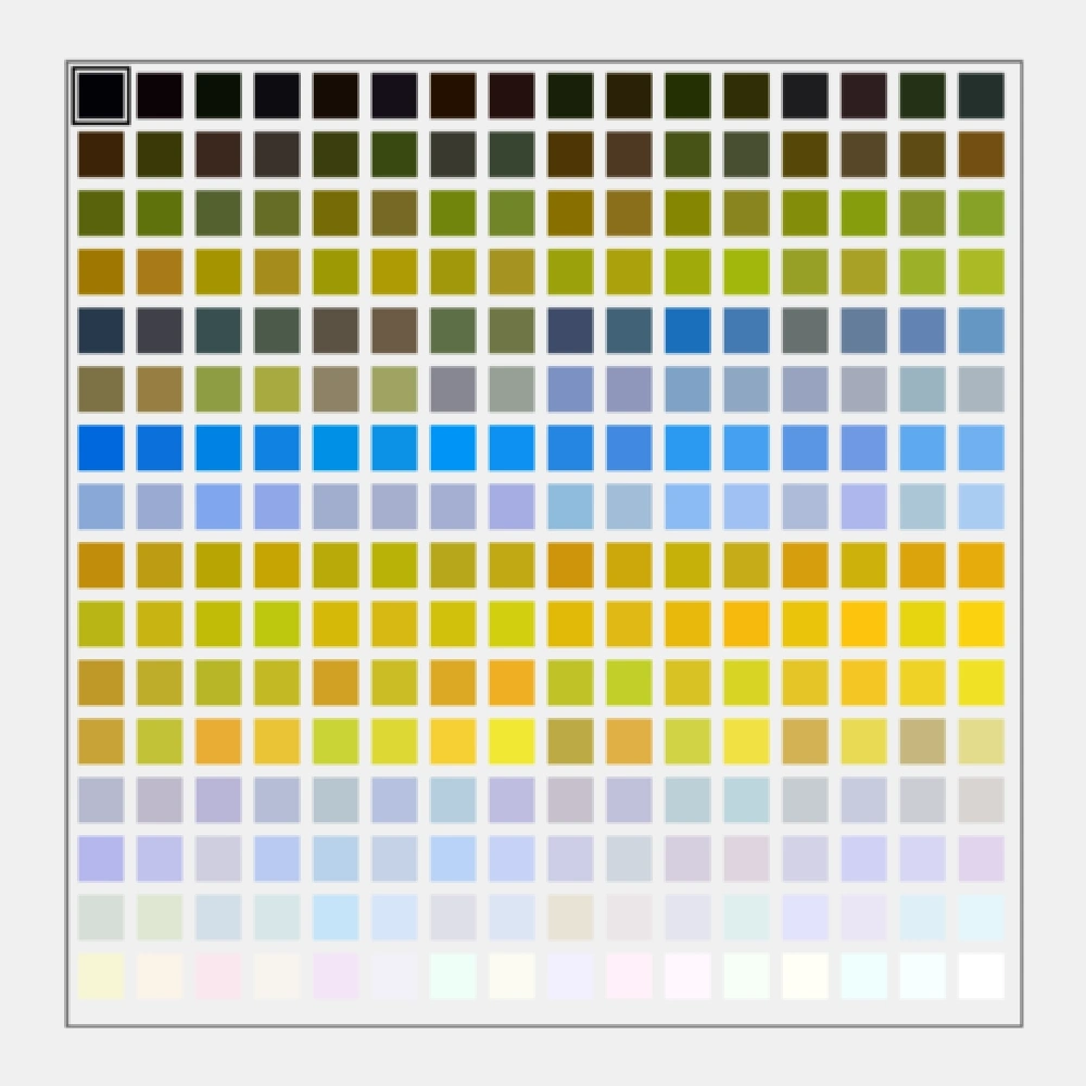 使用的 256 色调色板