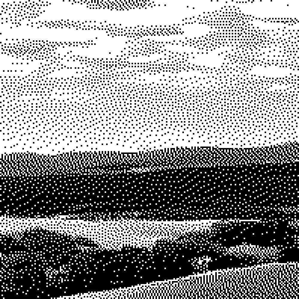 Una porción ampliada de la misma imagen en blanco y negro