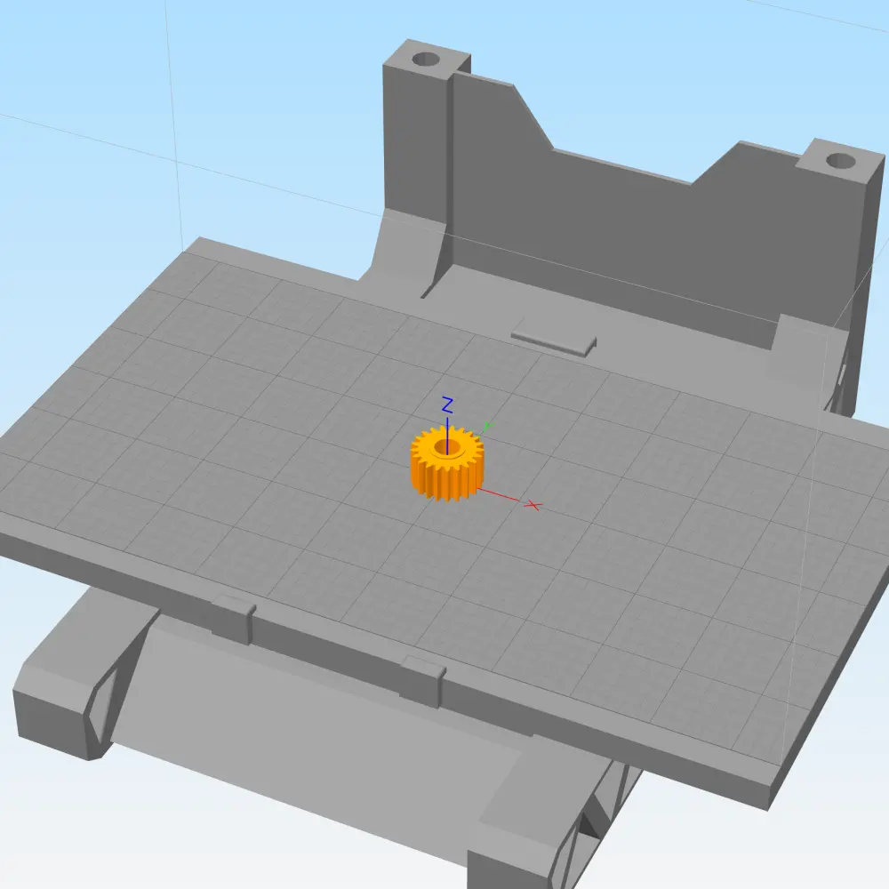 Uma visualização de impressão 3D de uma pequena engrenagem