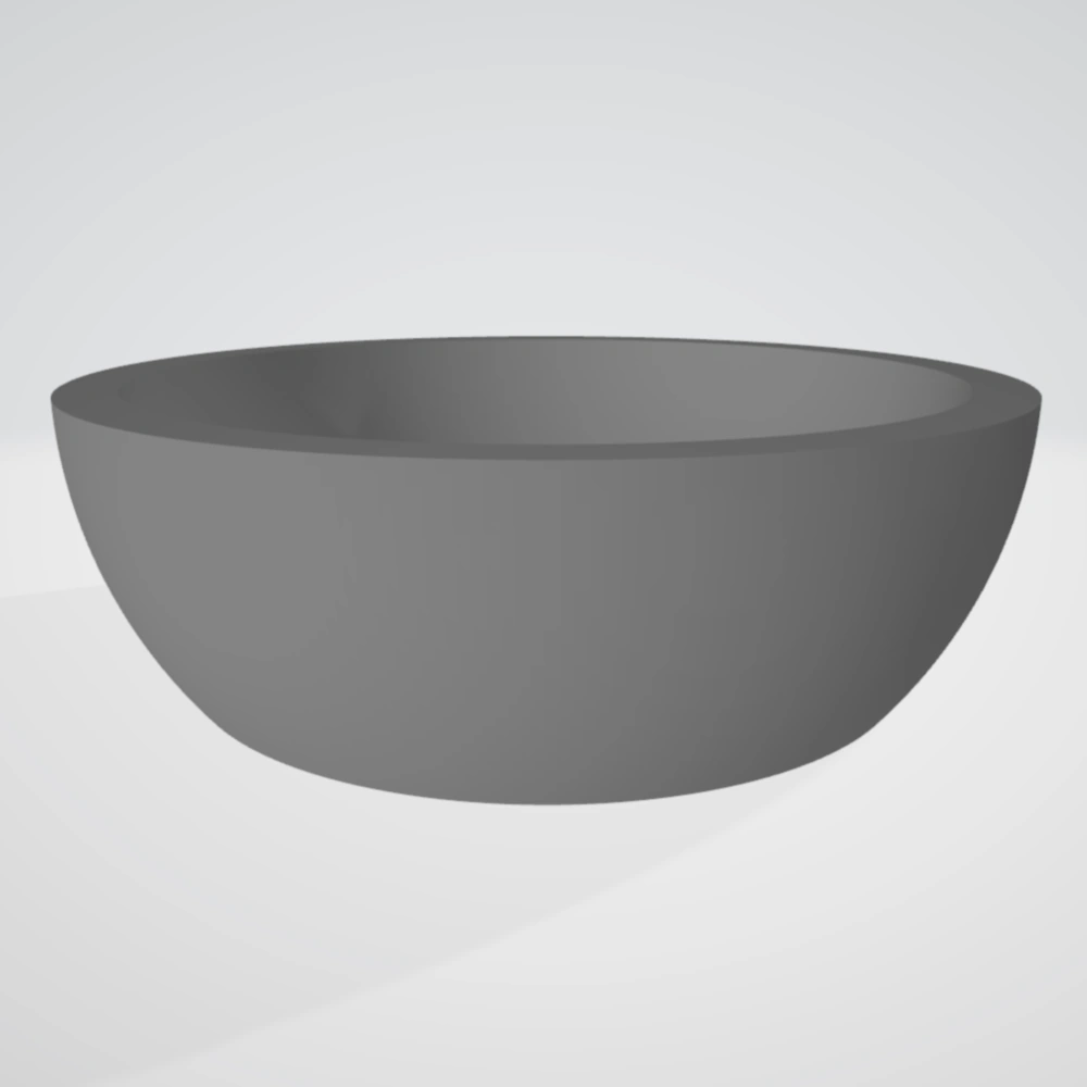 A smooth, curved surface is demonstrated in the 3D bowl model