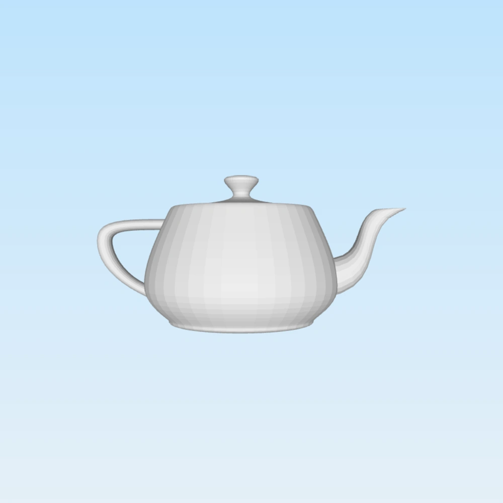 The teapot rendered with its mesh faces