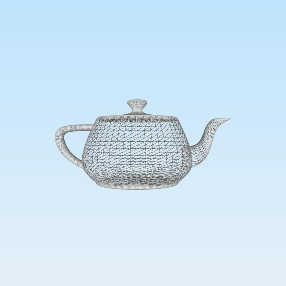 The teapot rendered as a wireframe