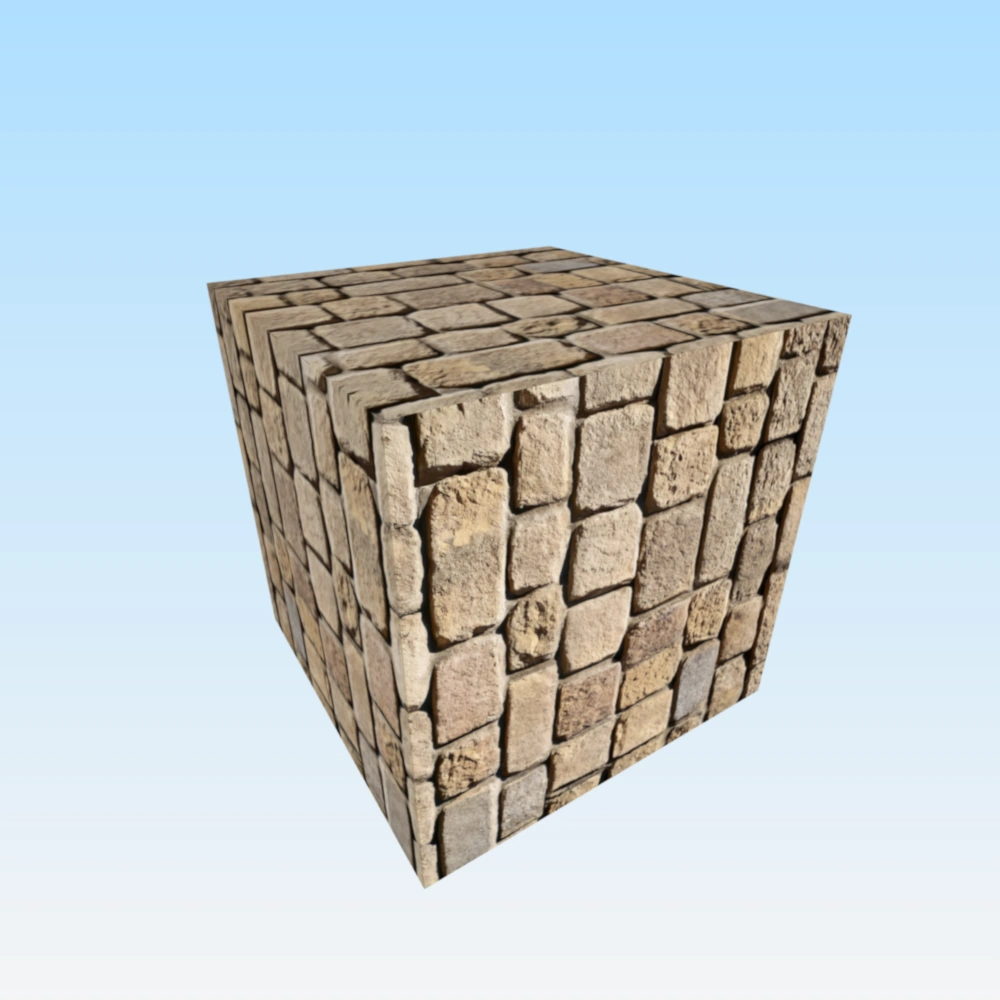 질감이 있는 면이 있는 3D 큐브