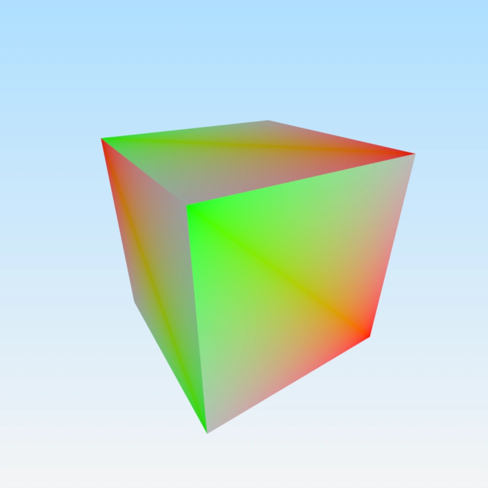 En 3D-kub med vertexfärger