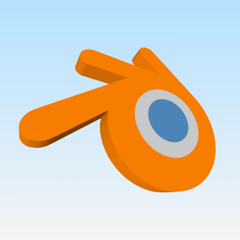 The extruded 3D version of the Blender logo