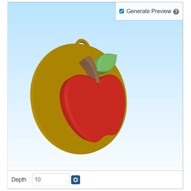A keyring preview with an apple