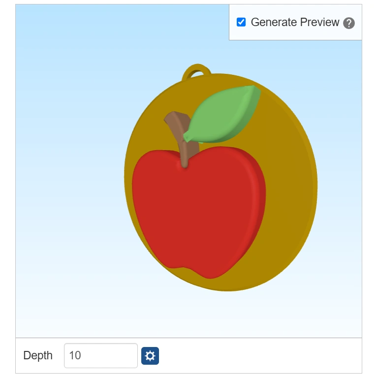 Another keyring preview angle with an apple