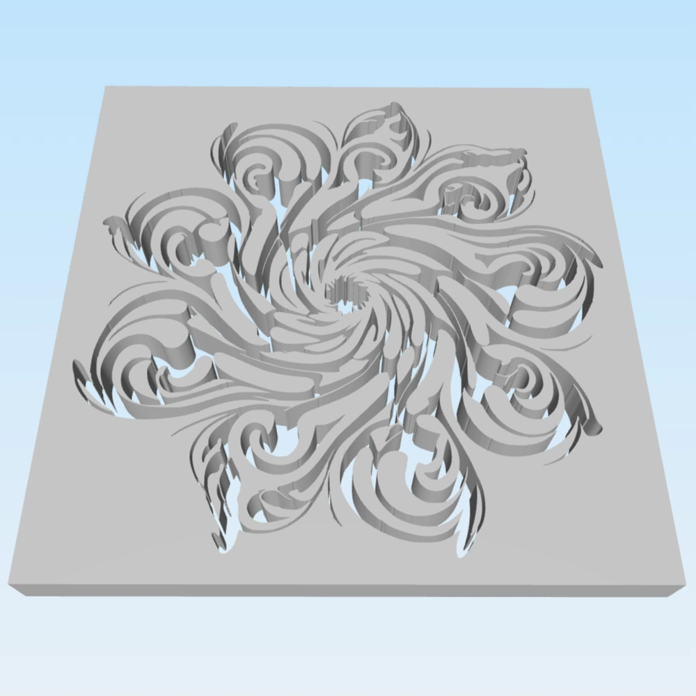 The swirl extruded to a 3D model