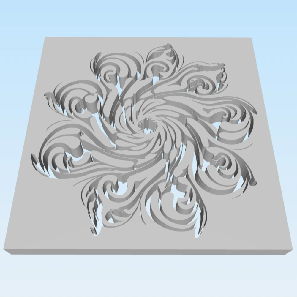 Virvelen ekstrudert til en 3D-modell