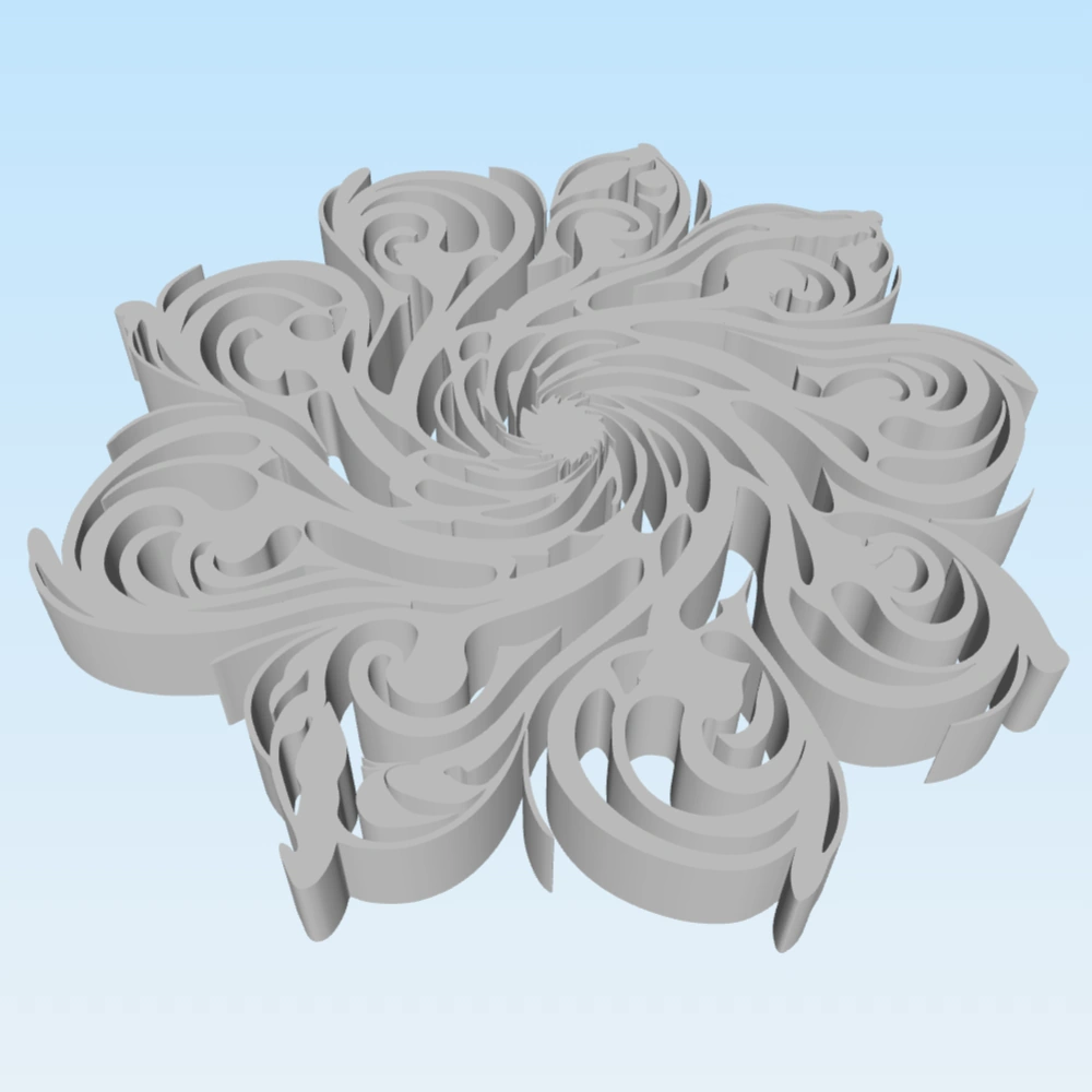 The swirl extruded to a 3D model