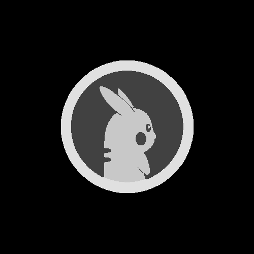 A Pokémon coin image in grayscale
