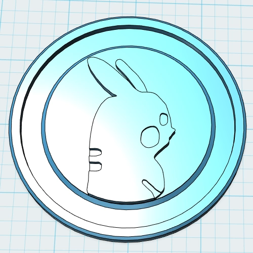 The Pokémon coin extruded to a 3D STL model
