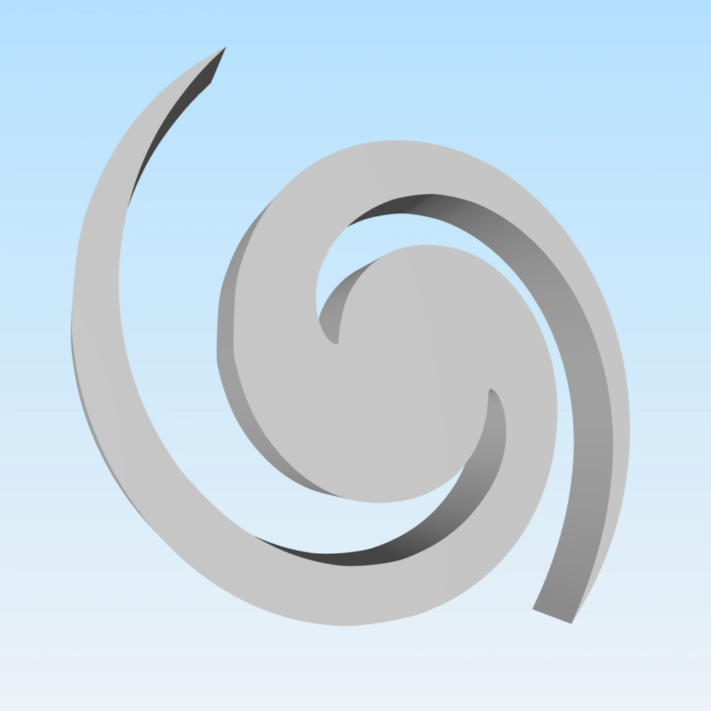 The swirl image is converted to a 3D model