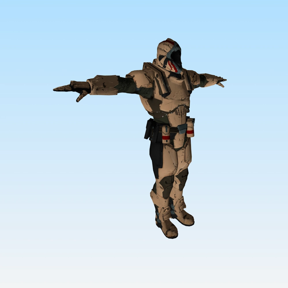 The soldier model saved as an OBJ file with textures