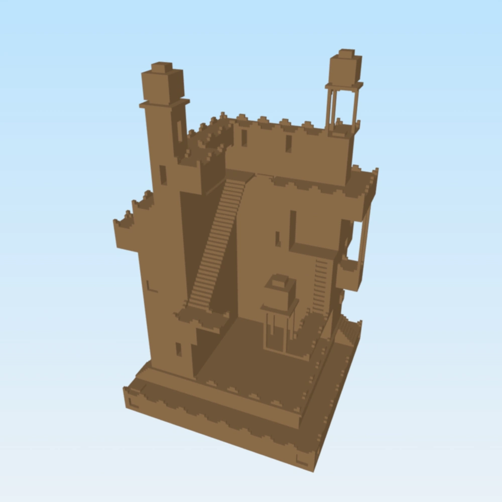 Un modello 3D del voxel del castello